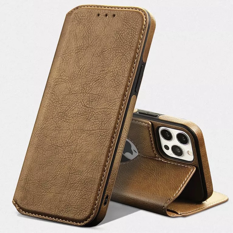 کیف چرمی لوگو باز قهوه ای