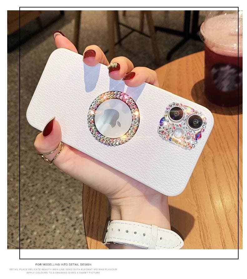 قاب دور لوگو و لنز نگین دار آیفون