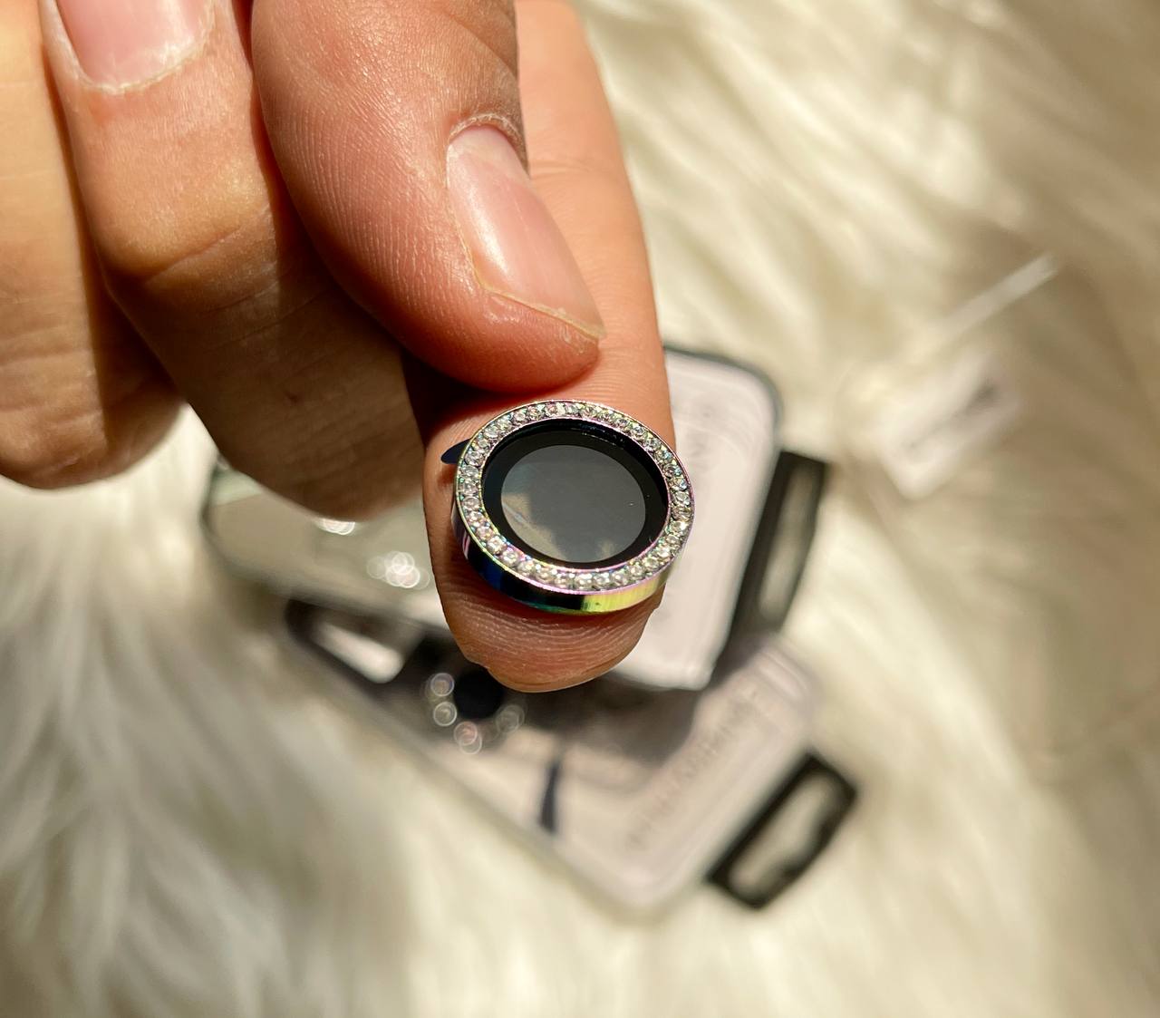 محافظ لنز نگین سواروسکی هفت رنگ آیفون سری 13