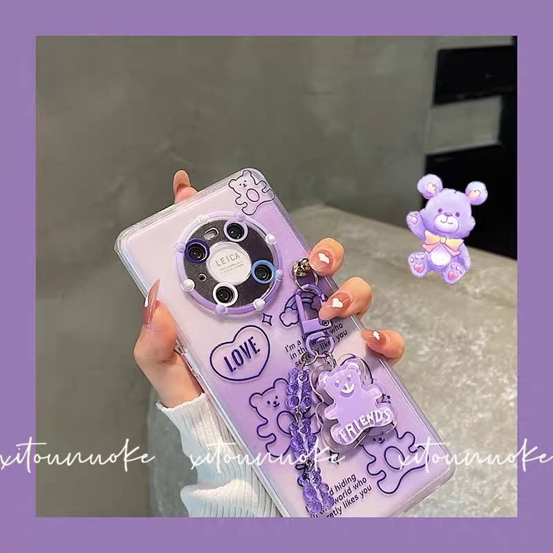 قاب خرس بنفش همراه آویز اندرویدی