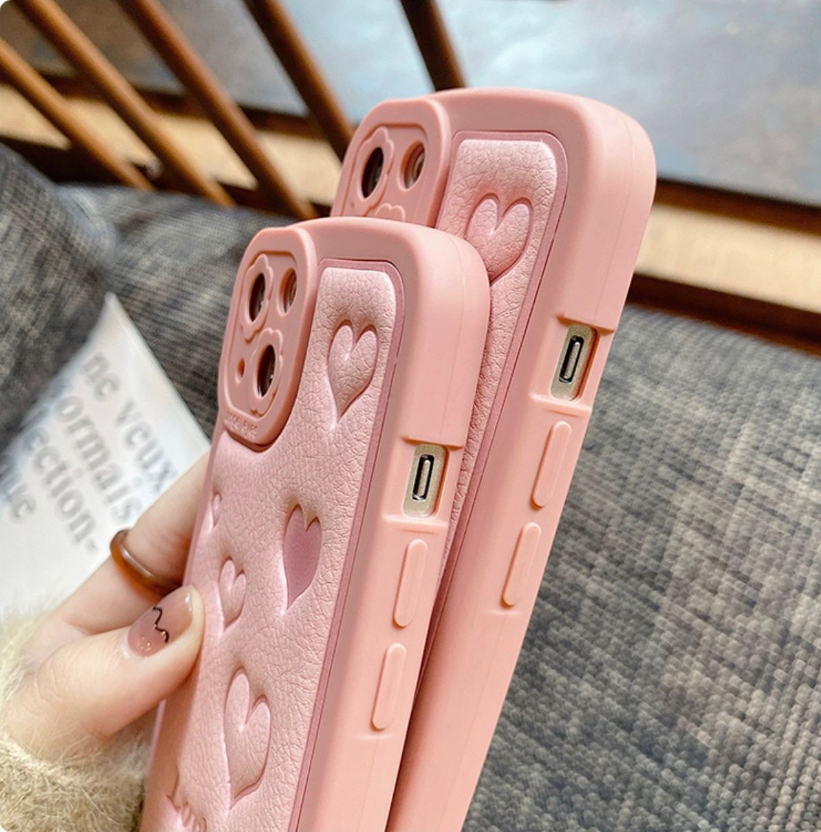 قاب موبایل قلب صورتی لاولی لمسه محافظ لنز دار