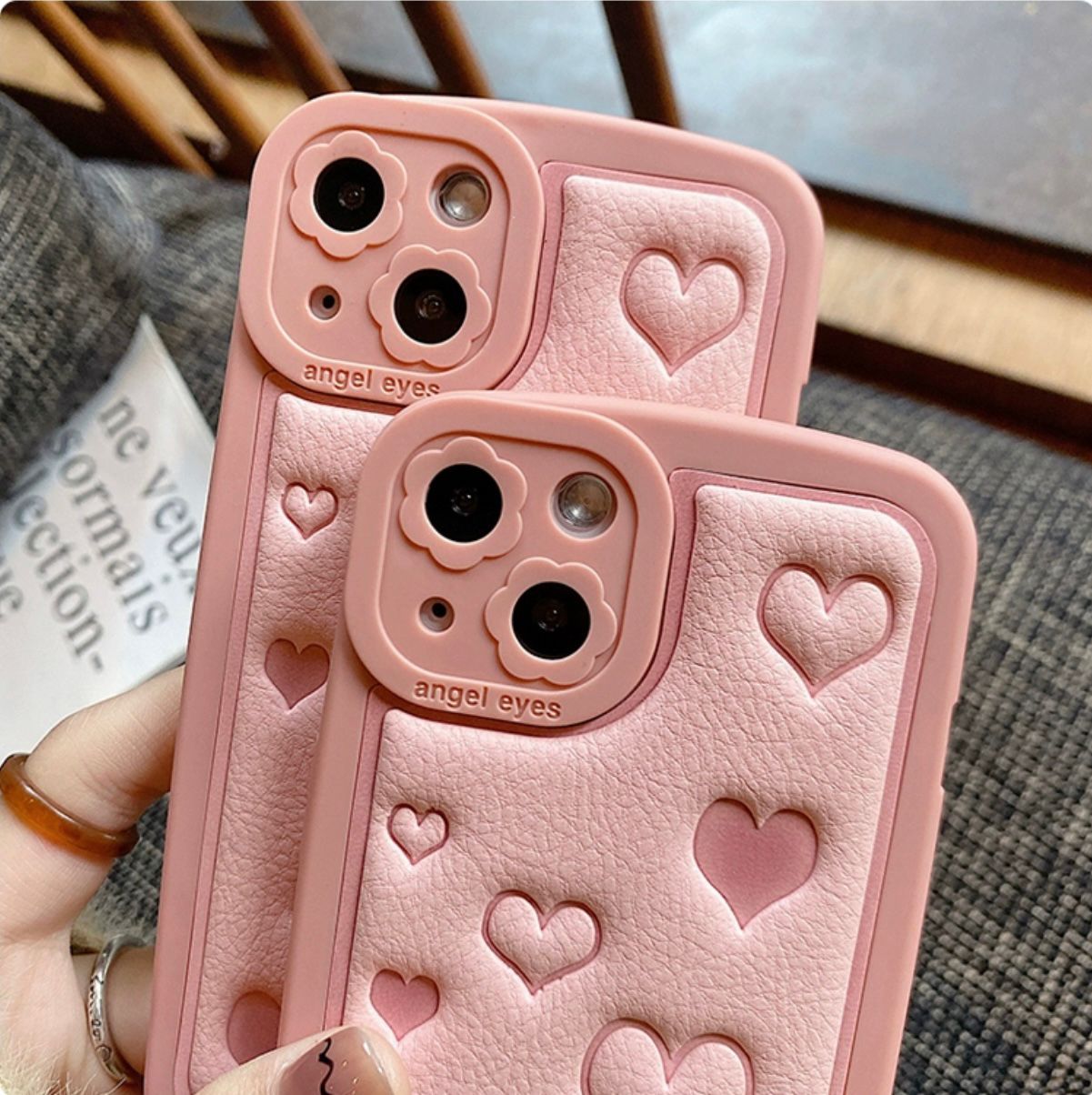 قاب موبایل قلب صورتی لاولی لمسه محافظ لنز دار