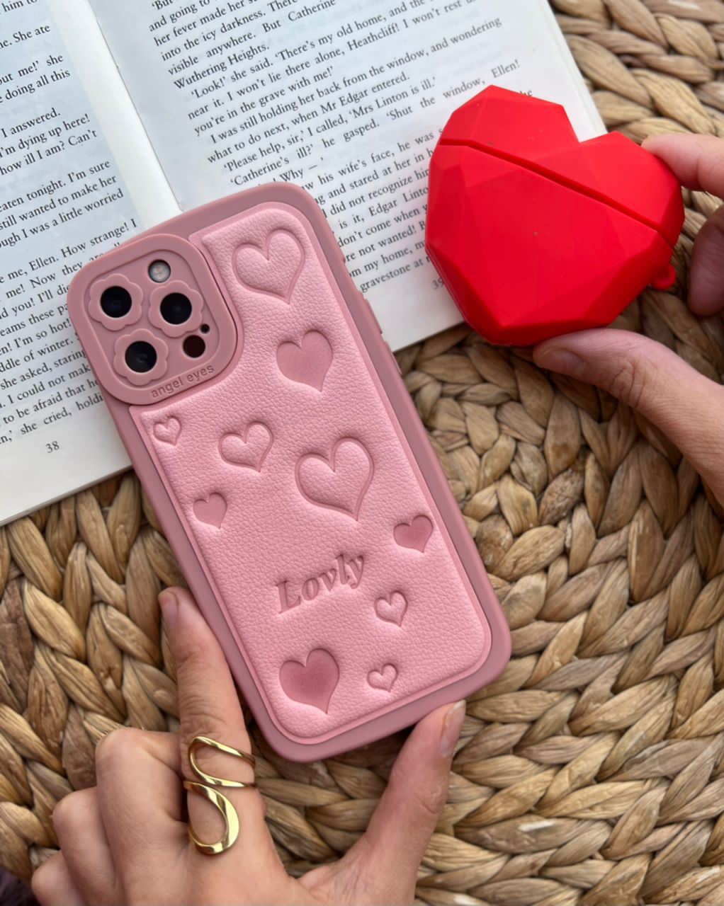 قاب موبایل قلب صورتی لاولی لمسه محافظ لنز دار