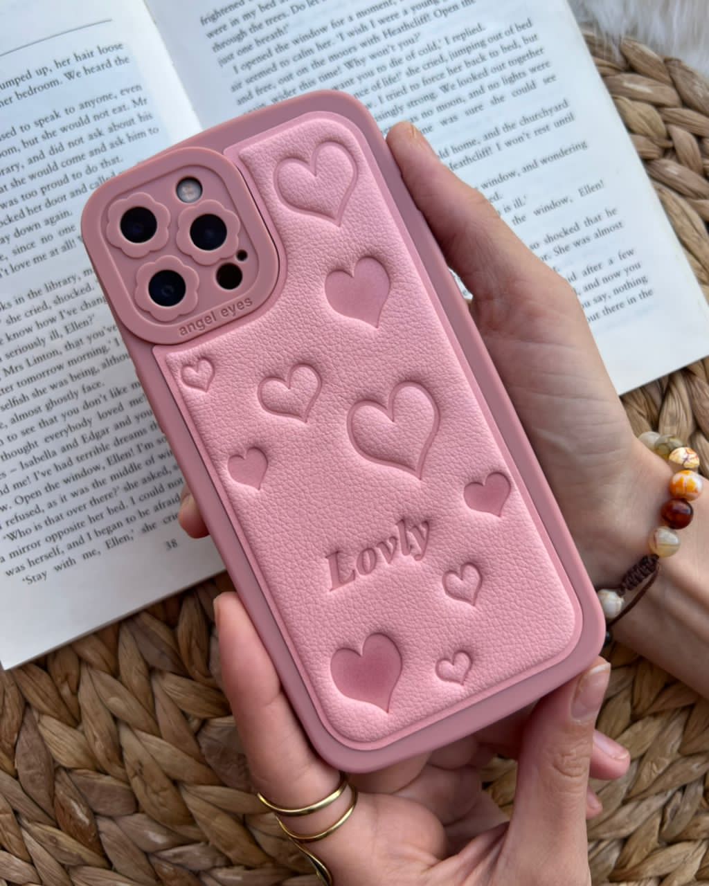 قاب موبایل قلب صورتی لاولی لمسه محافظ لنز دار