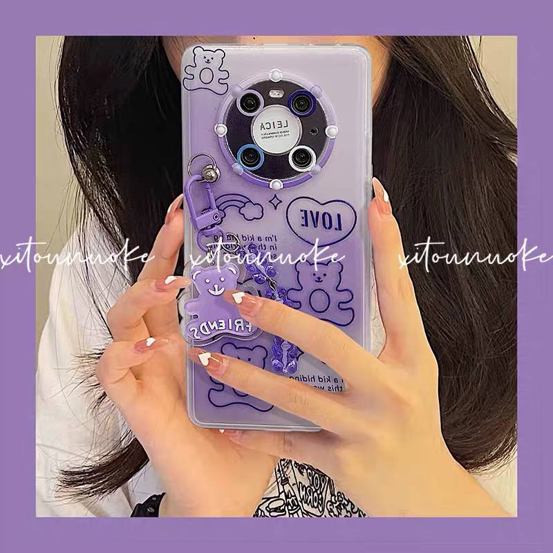 قاب خرس بنفش همراه آویز اندرویدی