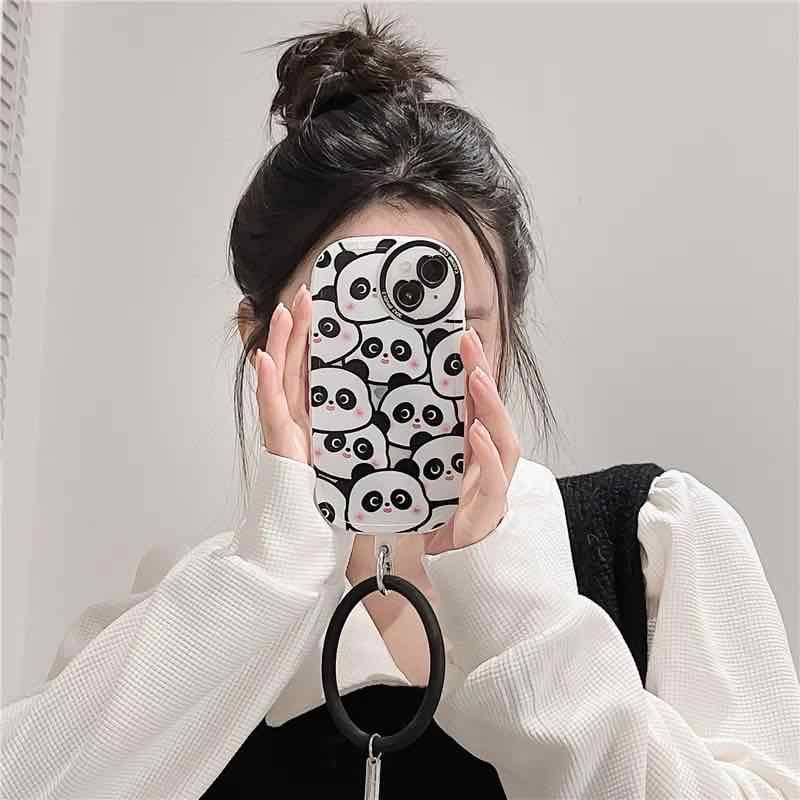 قاب آیفون طرح پاندا النگویی سفیدمشکی