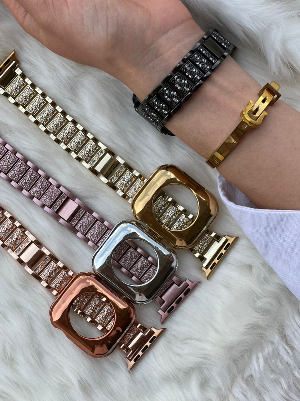 بند اپل واچ استیل دیاموند تسمه ای کارتیر