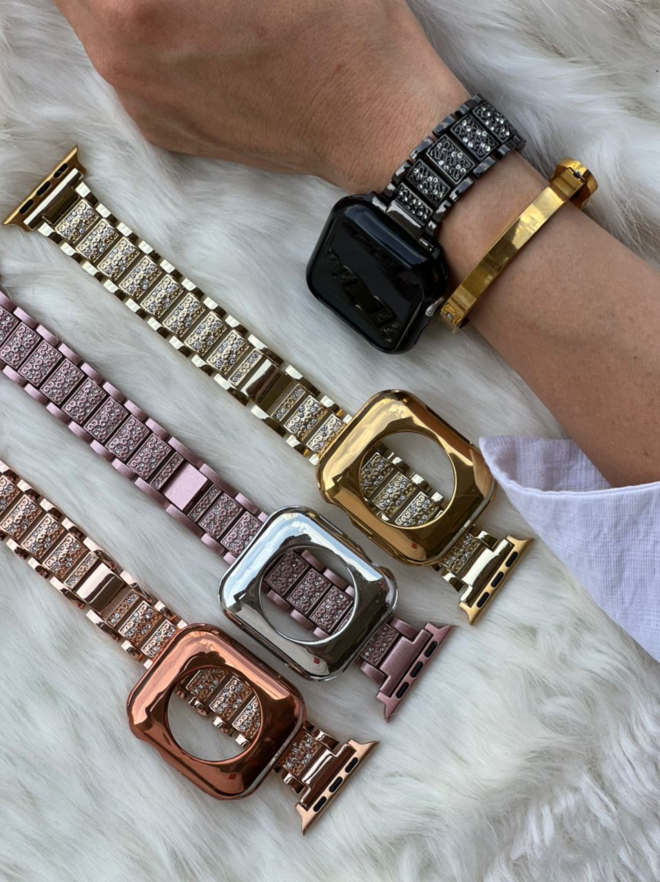 بند اپل واچ استیل دیاموند تسمه ای کارتیر