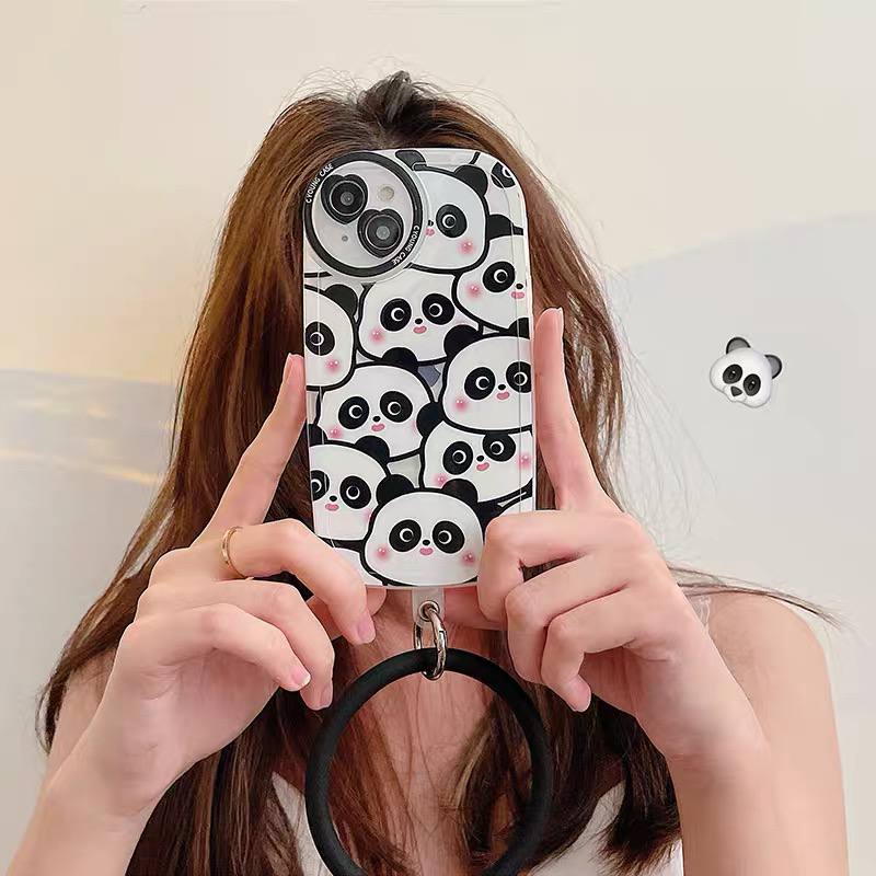 قاب آیفون طرح پاندا النگویی سفیدمشکی