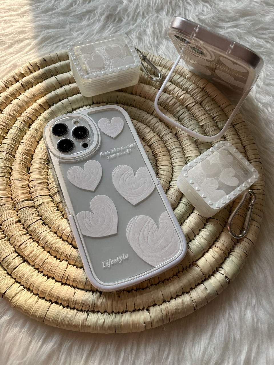 قاب قلب یخی سفید استند دار با کاور ایرپاد ست