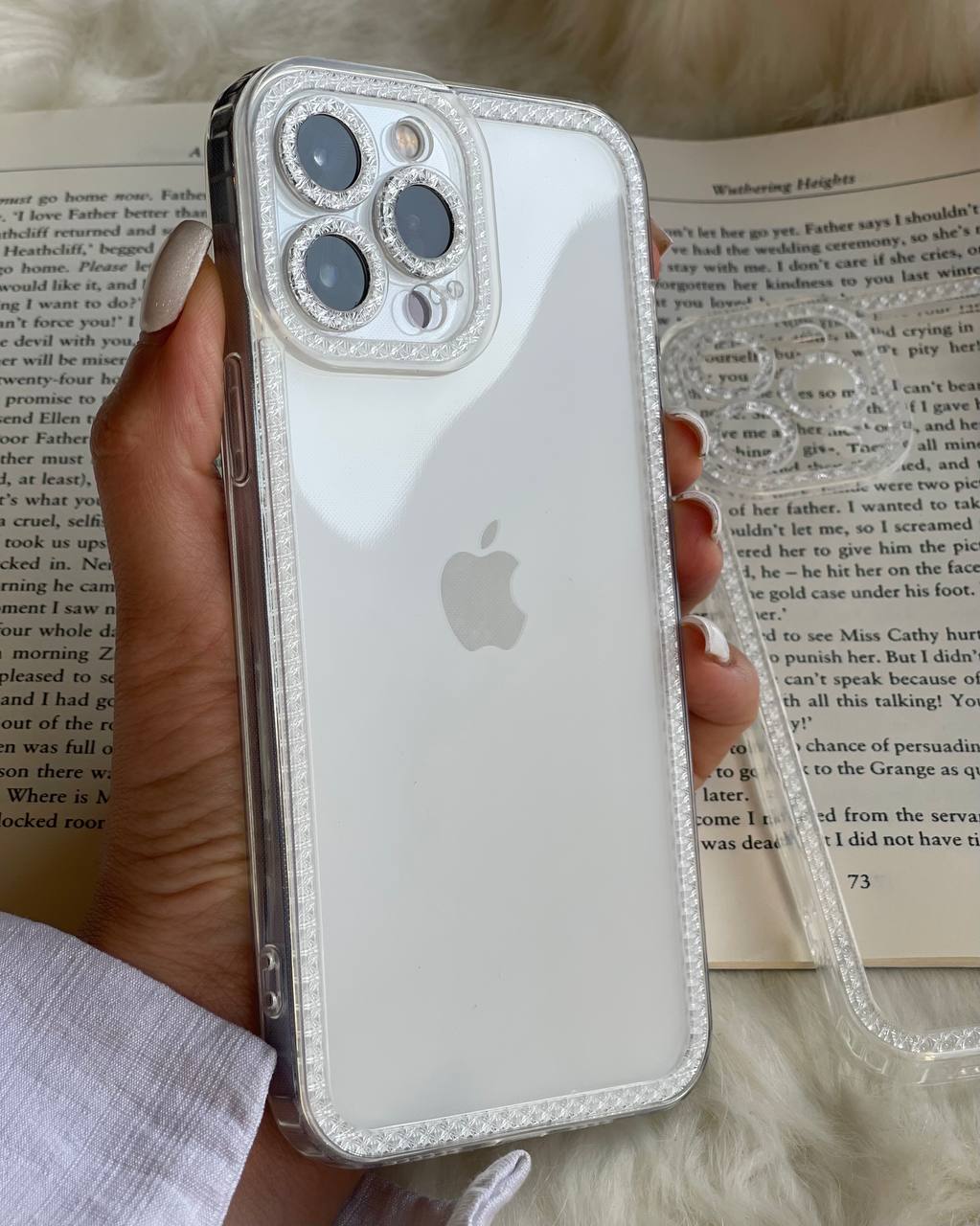 قاب آیفون ژله ای بیرنگ دور نگین اکلیلی