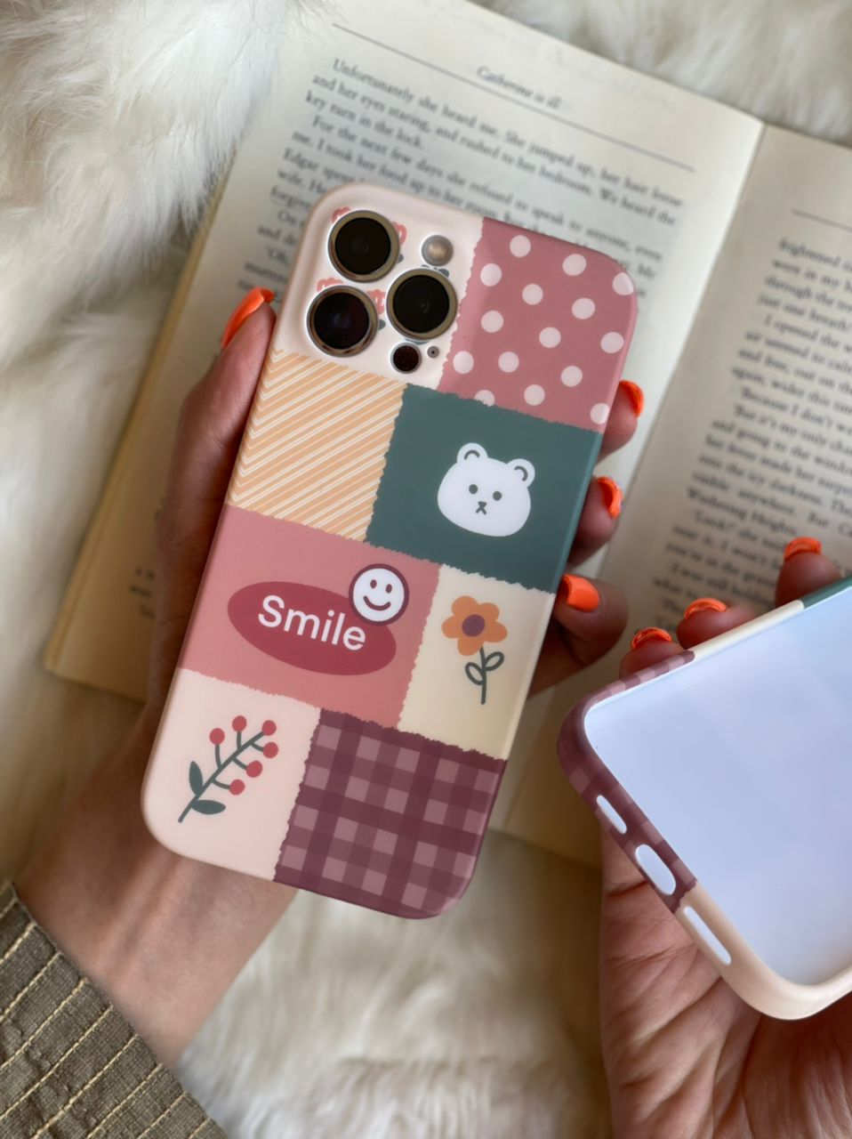 قاب موبایل آیفون شاخه گل ارغوانی