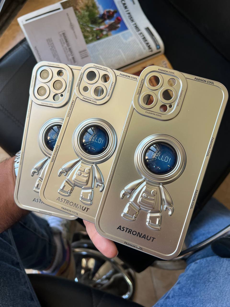 قاب HELLO ROBO فضانورد نقره ای برجسته