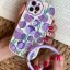 قاب آیفون طرح گل لاله ژینا بنفش + حلقه ست