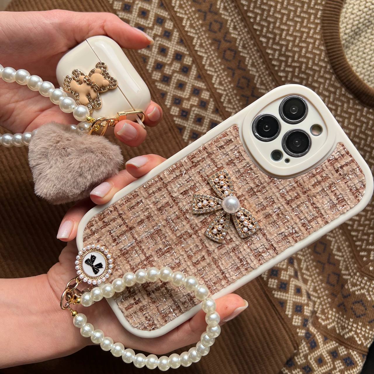 قاب پاپیون پارچه ای دیاموند مرواریدی