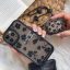 قاب آیفون flowers مشکی بیرنگ + بند ست قلبی