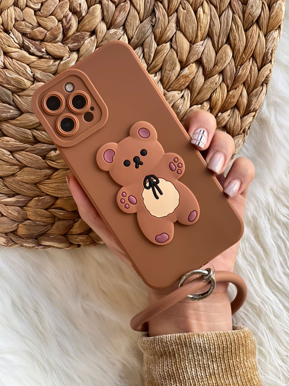قاب خرس برانچ قهوه ای سیلیکونی + حلقه ست