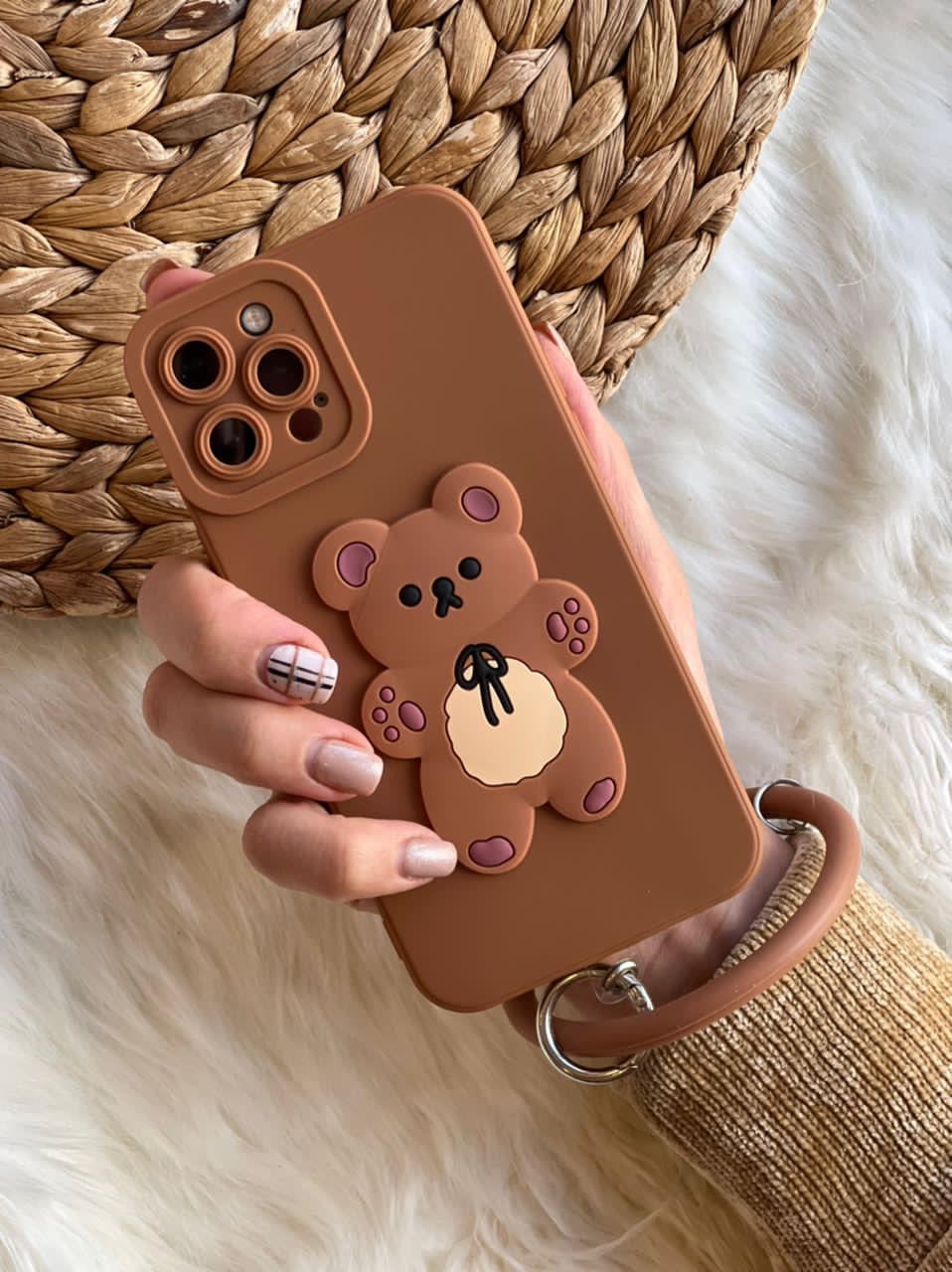 قاب خرس برانچ قهوه ای سیلیکونی + حلقه ست