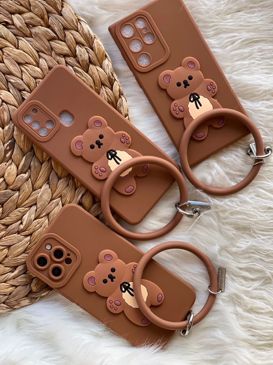 قاب خرس برانچ قهوه ای سیلیکونی + حلقه ست