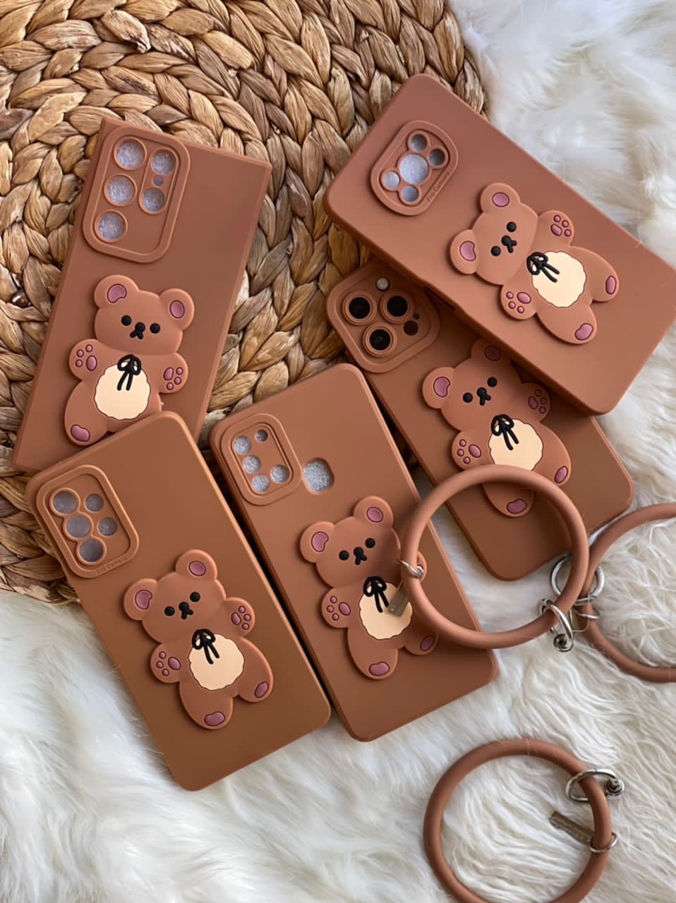 قاب خرس برانچ قهوه ای سیلیکونی + حلقه ست