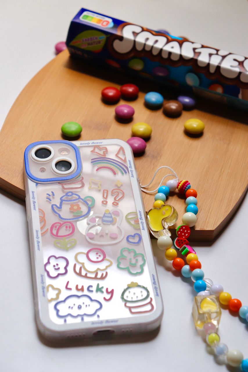 قاب موبایل آیفون لاکی پاستیلی پشت بیرنگ + بندست