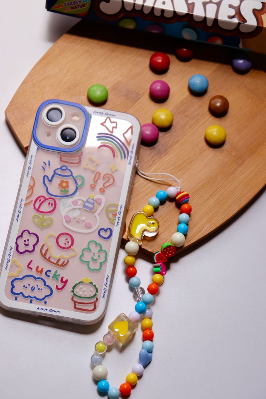 قاب موبایل آیفون لاکی پاستیلی پشت بیرنگ + بندست