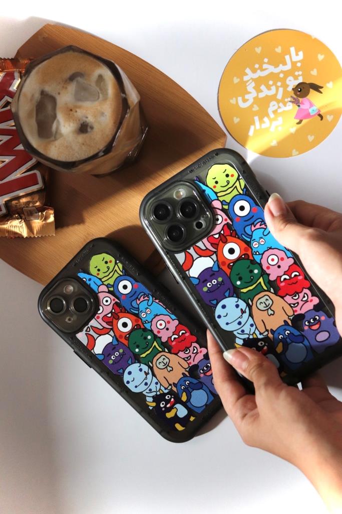 قاب موبایل آیفون هیولاهای کارتونی محافظ لنز دار