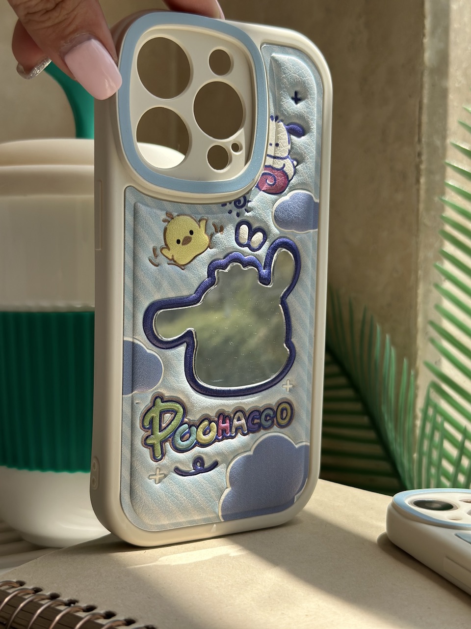 قاب Pochacco چرمی برجسته آینه دار