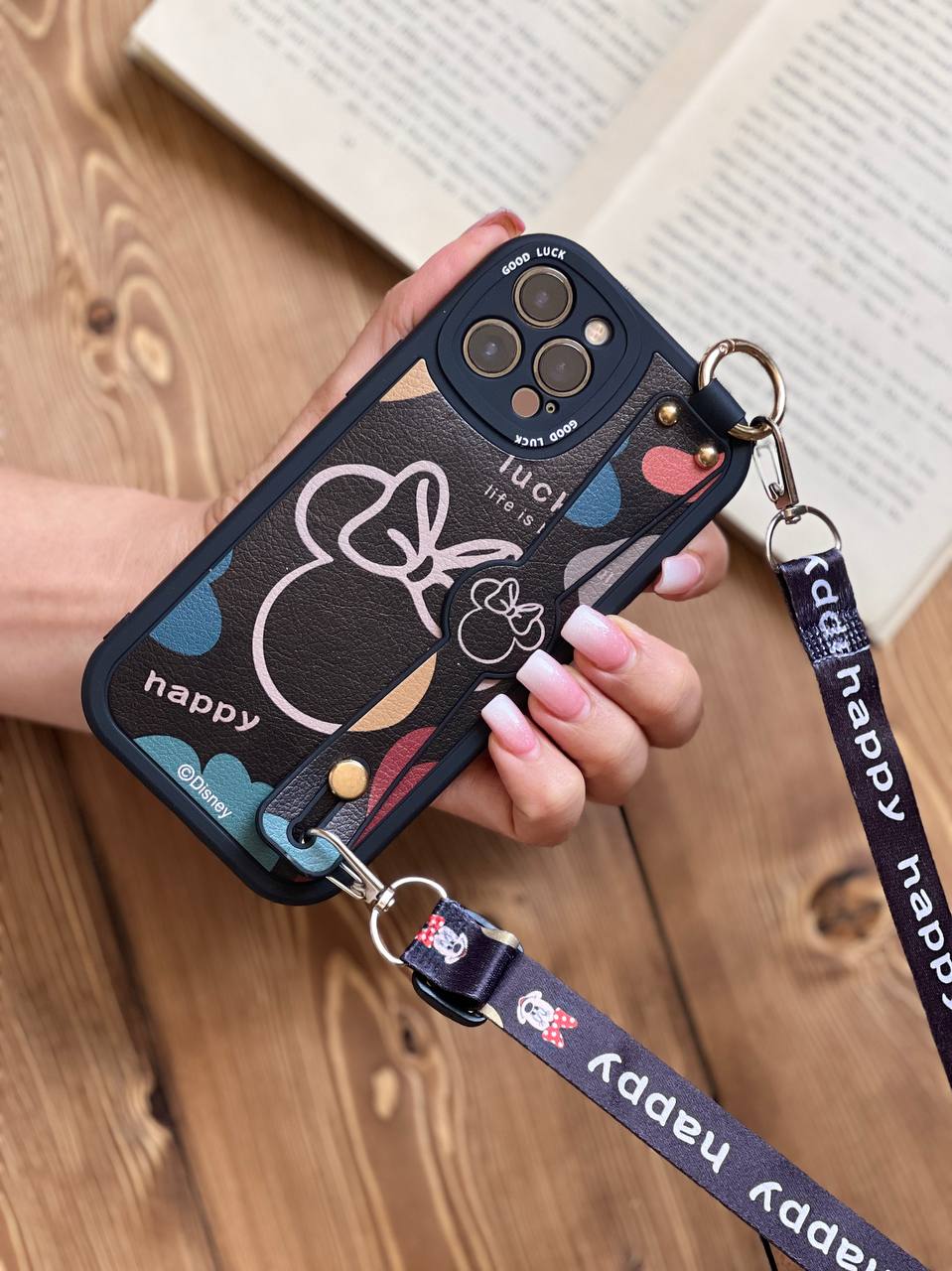 قاب موبایل میکی موس دیزنی + بند بلند یک طرفه