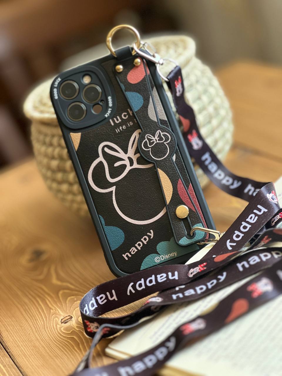 قاب موبایل میکی موس دیزنی + بند بلند یک طرفه