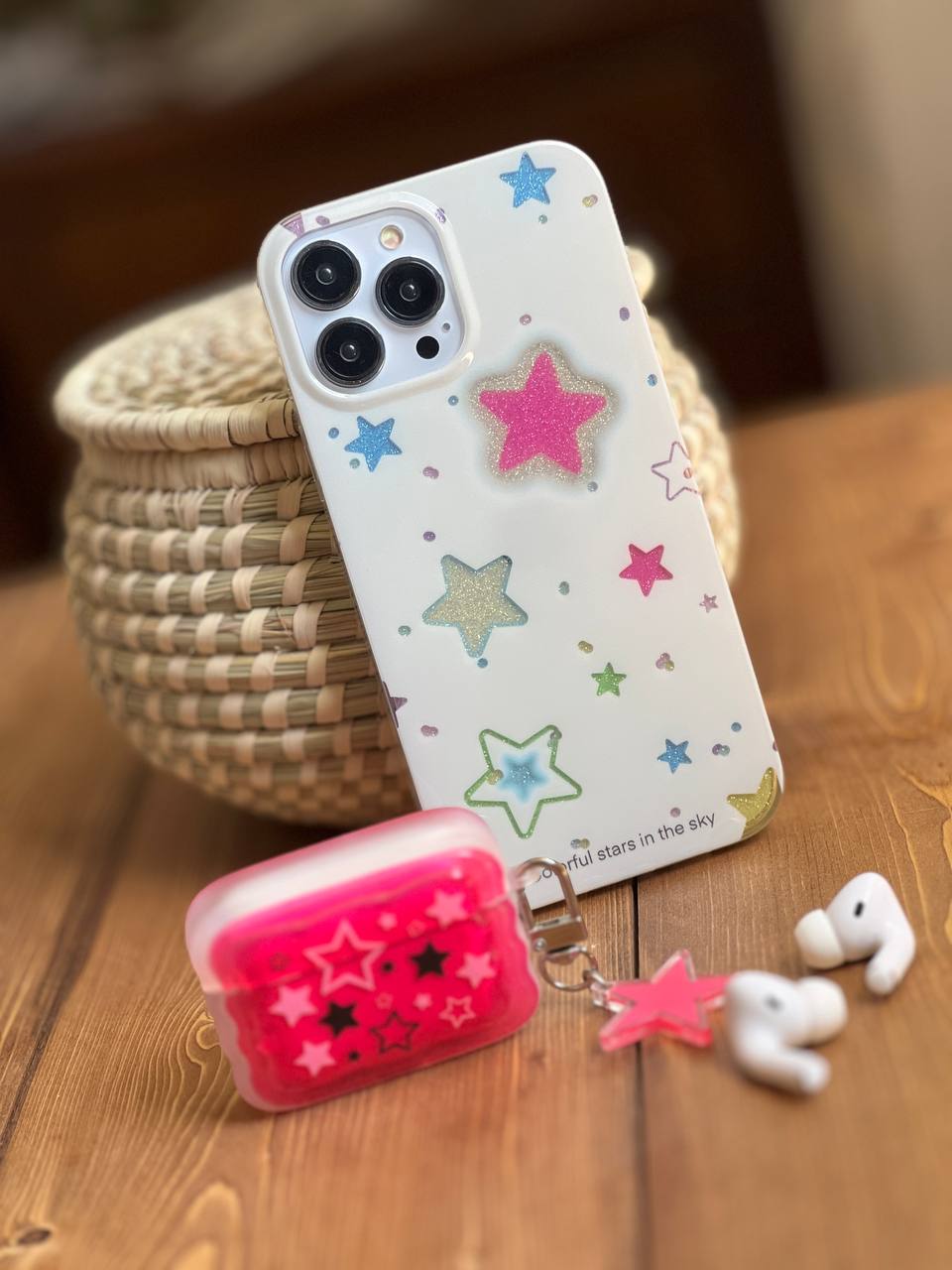 قاب آیفون ستاره های شنی به همراه صفحه کریستالی چسبی
