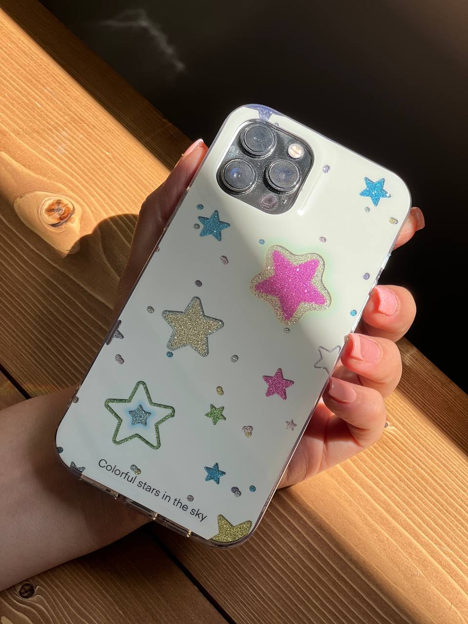قاب آیفون ستاره های شنی به همراه صفحه کریستالی چسبی