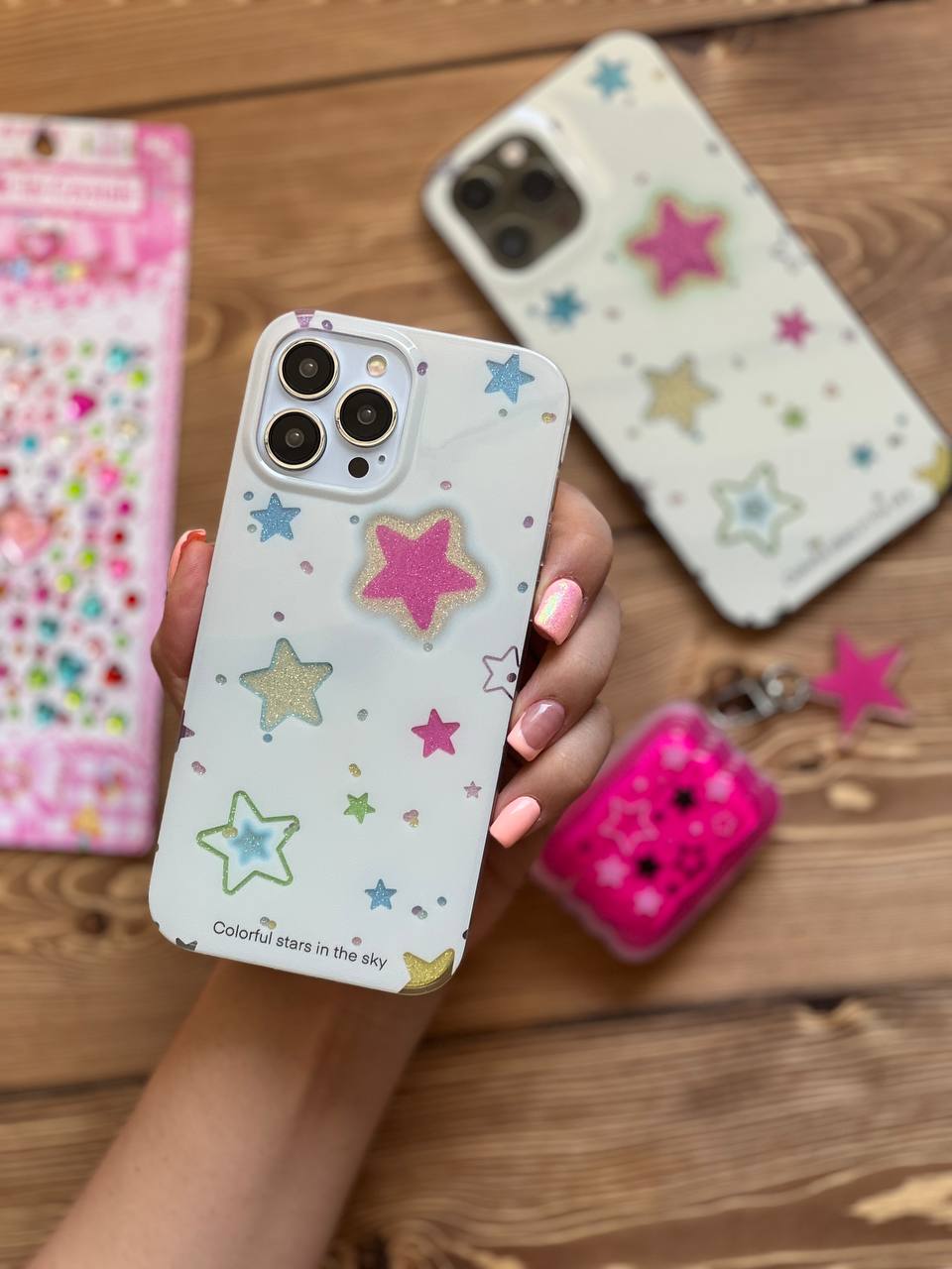 قاب آیفون ستاره های شنی به همراه صفحه کریستالی چسبی