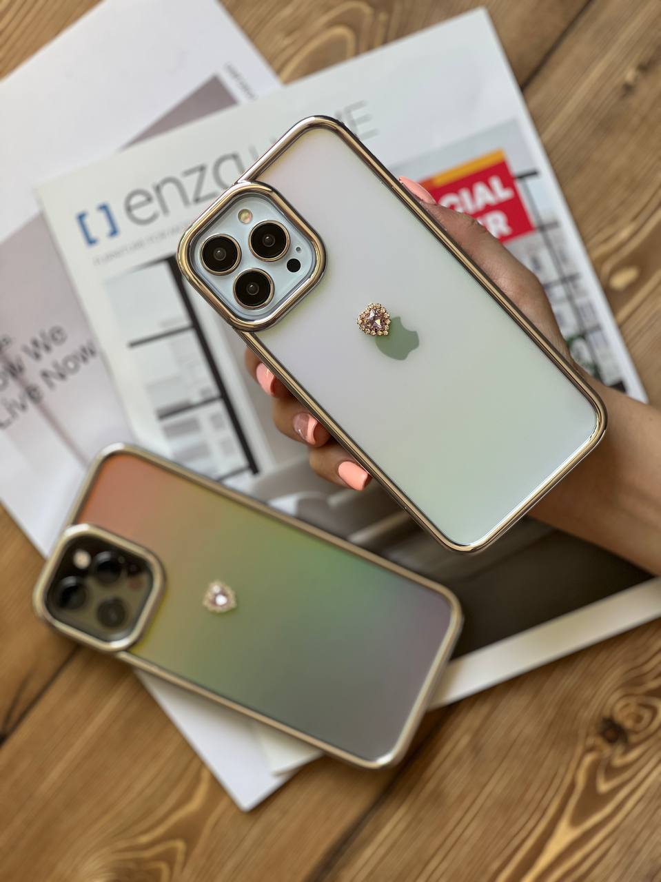 قاب موبایل آیفون کویین نگین دار هفت رنگ