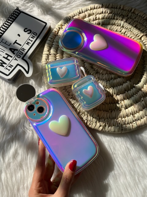 قاب قلب هولوگرامی لنز آینه ای با کاور ایرپاد ست