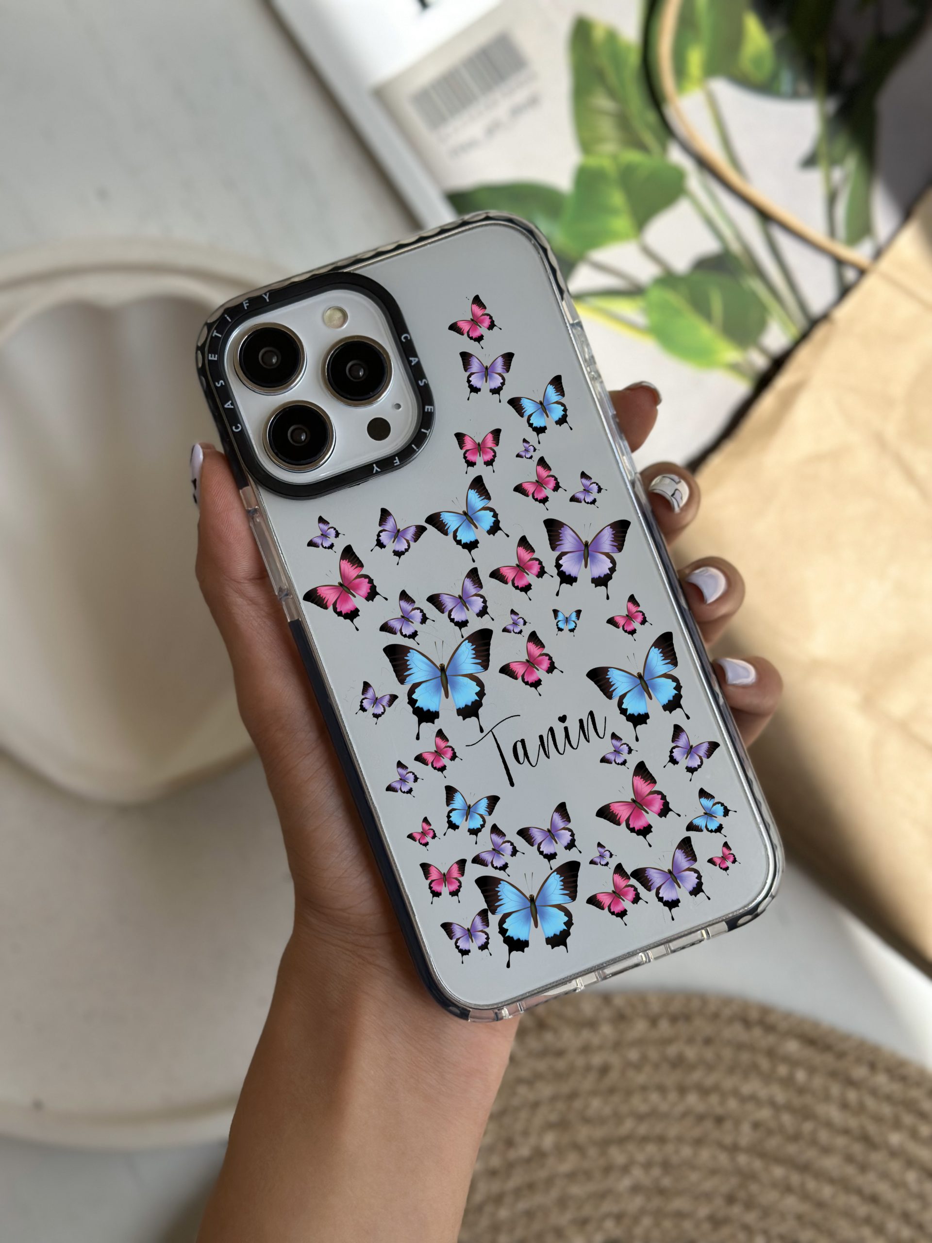 قاب موبایل سفارشی طرح پروانه (کد0033)