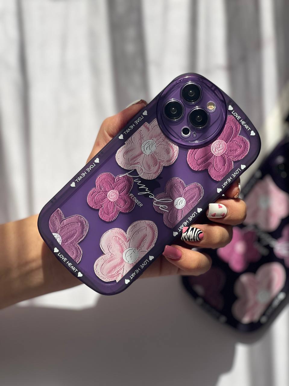 قاب موبایل آیفون گل لوندر بنفش آبرنگی