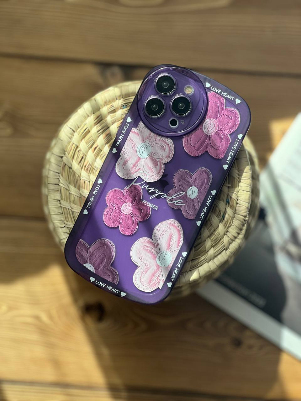 قاب موبایل آیفون گل لوندر بنفش آبرنگی