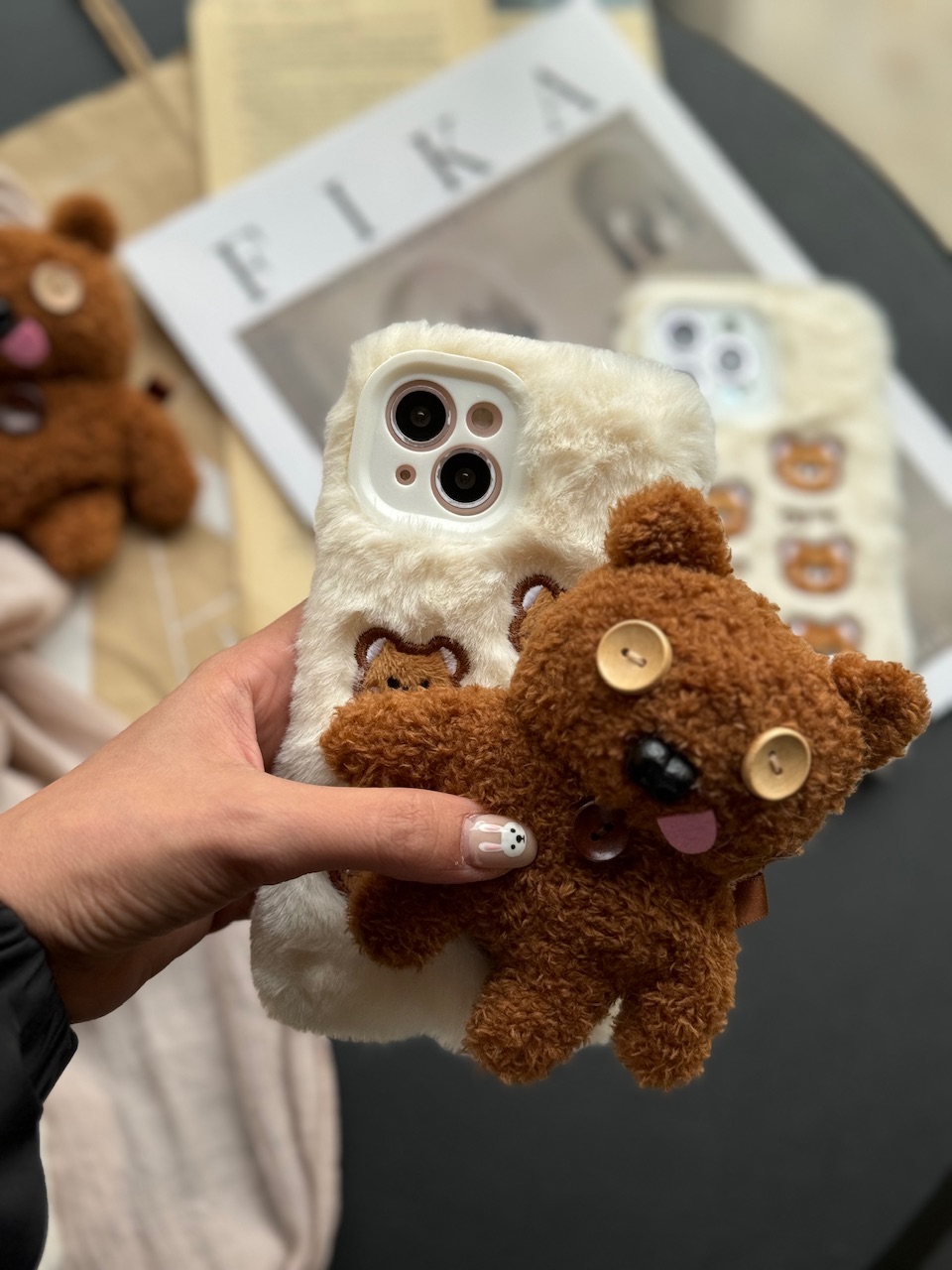 کاور ایرپاد خرس دکمه ای پشمالو