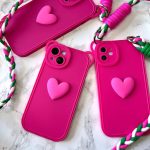 قاب قلب سرخابی با بند طنابی بلند