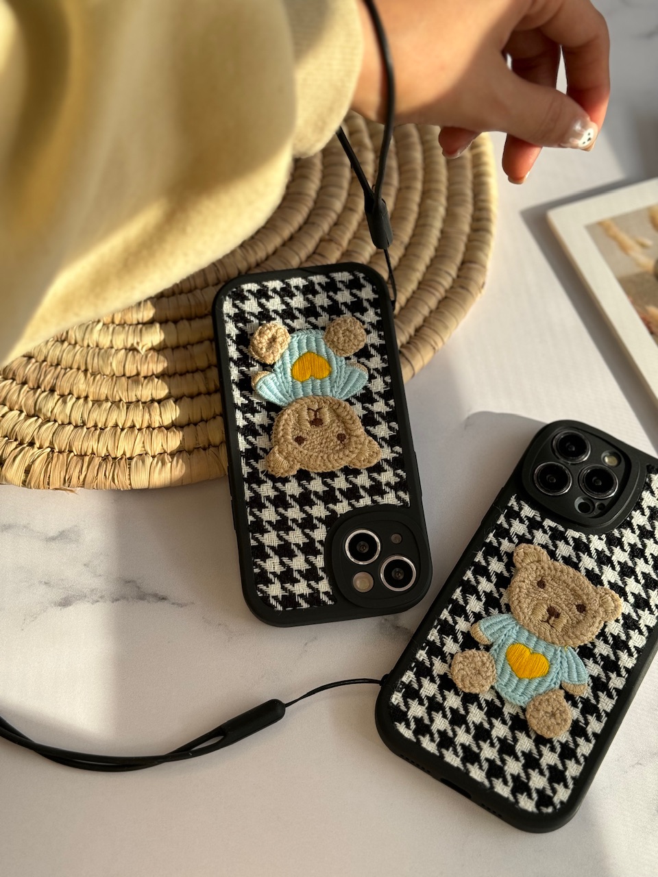 قاب خرس پارچه ای مشکی با بند سیلیکونی