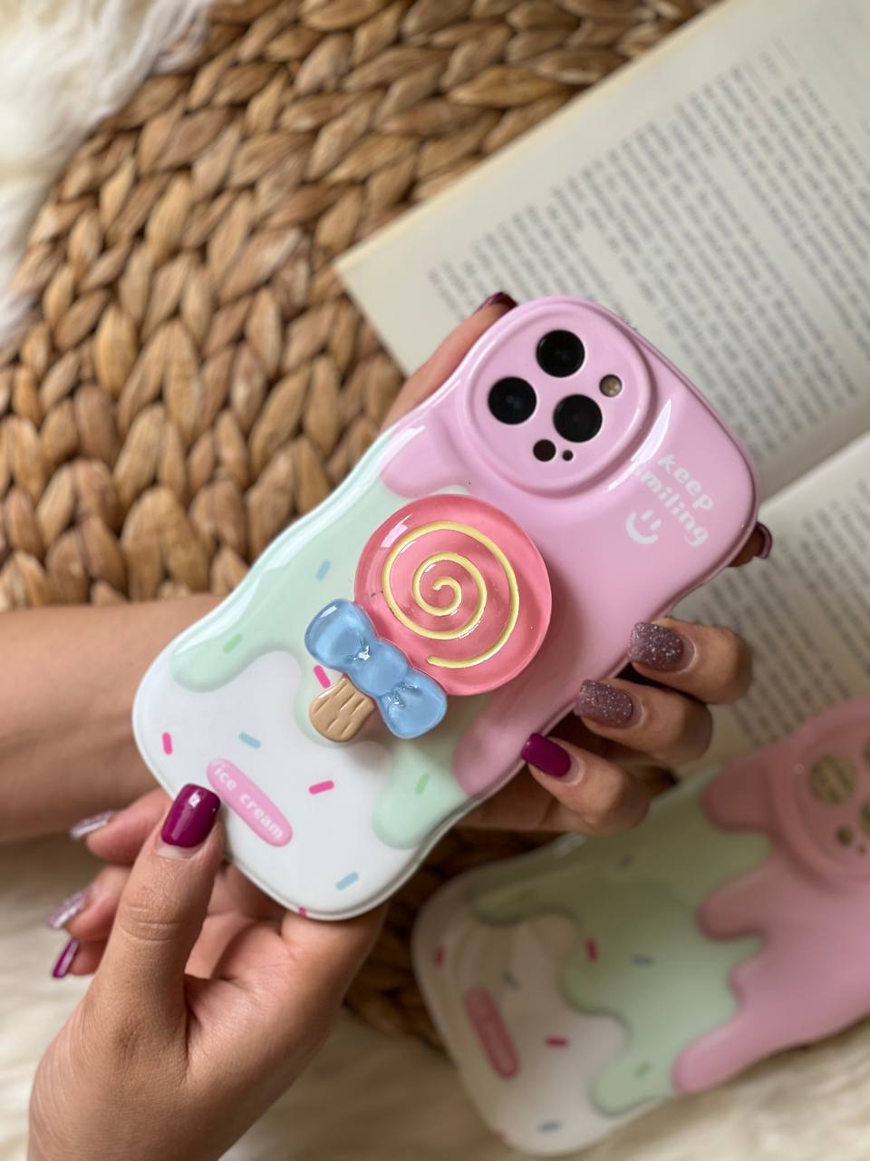 قاب موبایل آیفون شکلات کندی + پاپسوکت آبنبات