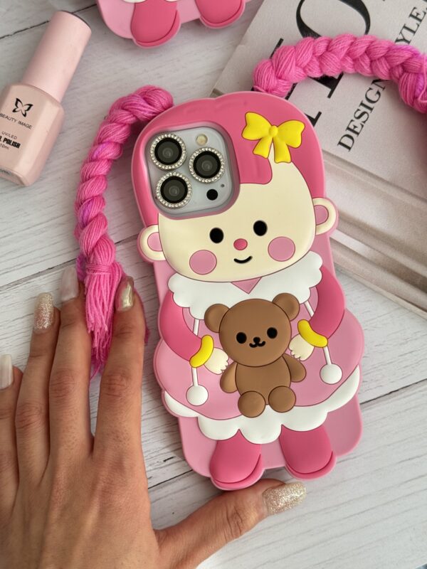 قاب آیفون عروسک صورتی لونا