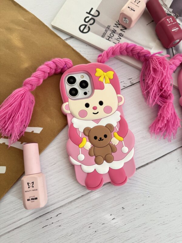 قاب آیفون عروسک صورتی لونا