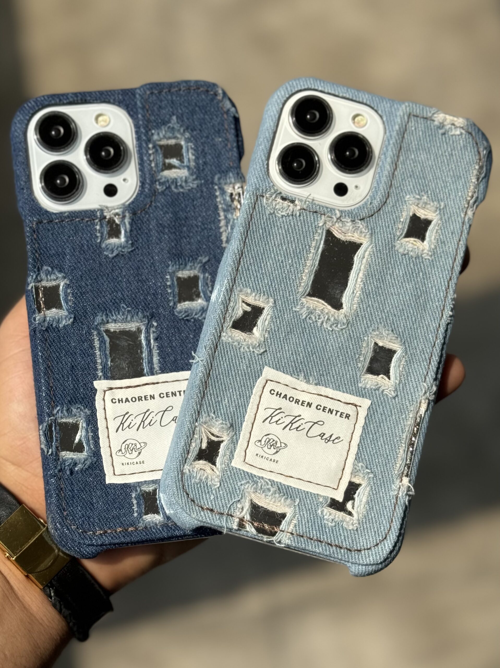 قاب موبایل آیفون جین و پارچه زاپ دار