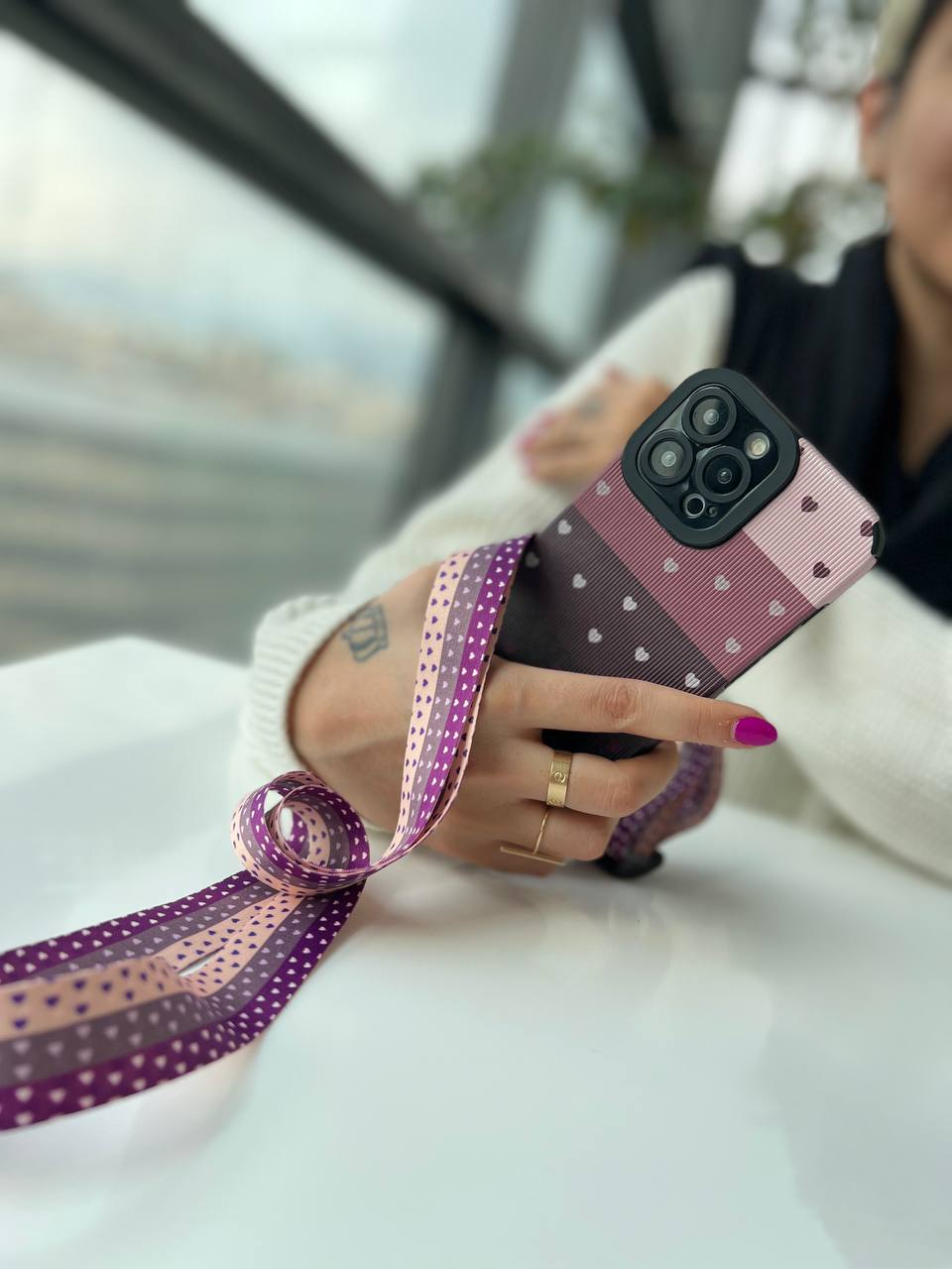 قاب قلب بنفش کبریتی (همراه با بند هدیه)