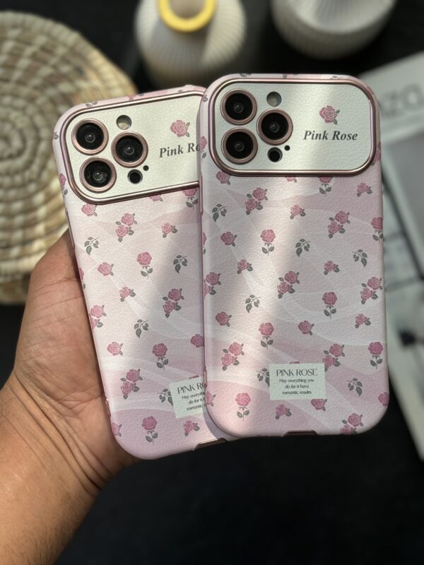 قاب موبایل آیفون شاخه گل رز صورتی
