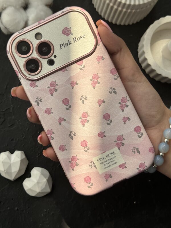 قاب موبایل آیفون شاخه گل رز صورتی