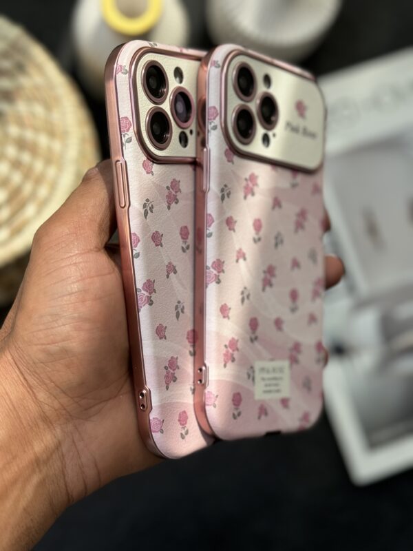 قاب موبایل آیفون شاخه گل رز صورتی