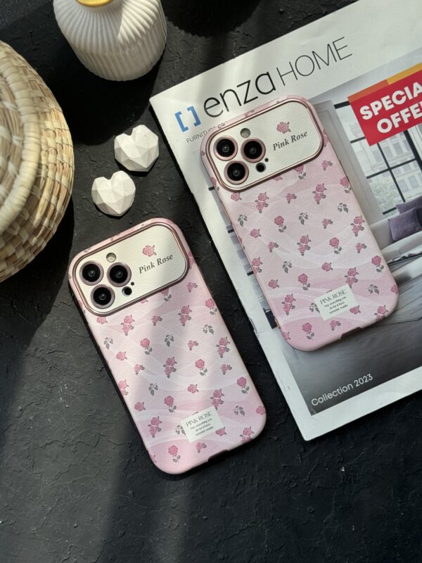 قاب موبایل آیفون شاخه گل رز صورتی